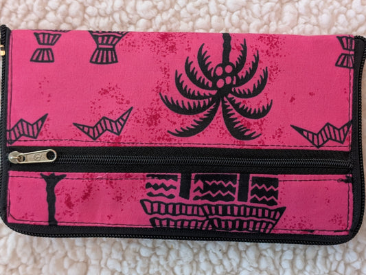 The Versatile African Print "Unfold & Go" Purse & Shopping Bag - Pink 1