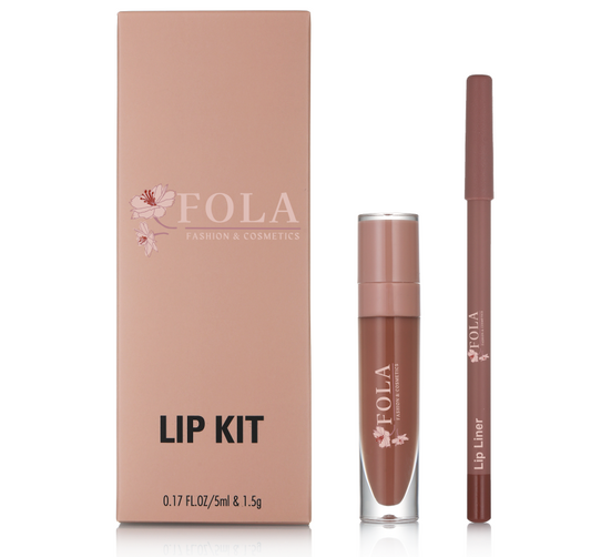 FOLA Ultimate Lip Lush: Vegan Gloss & Liner Lip Kit – Ultra-Hydrating, High-Shine, Waterproof, Long-Lasting Vegan Lip Makeup Set with Sunscreen